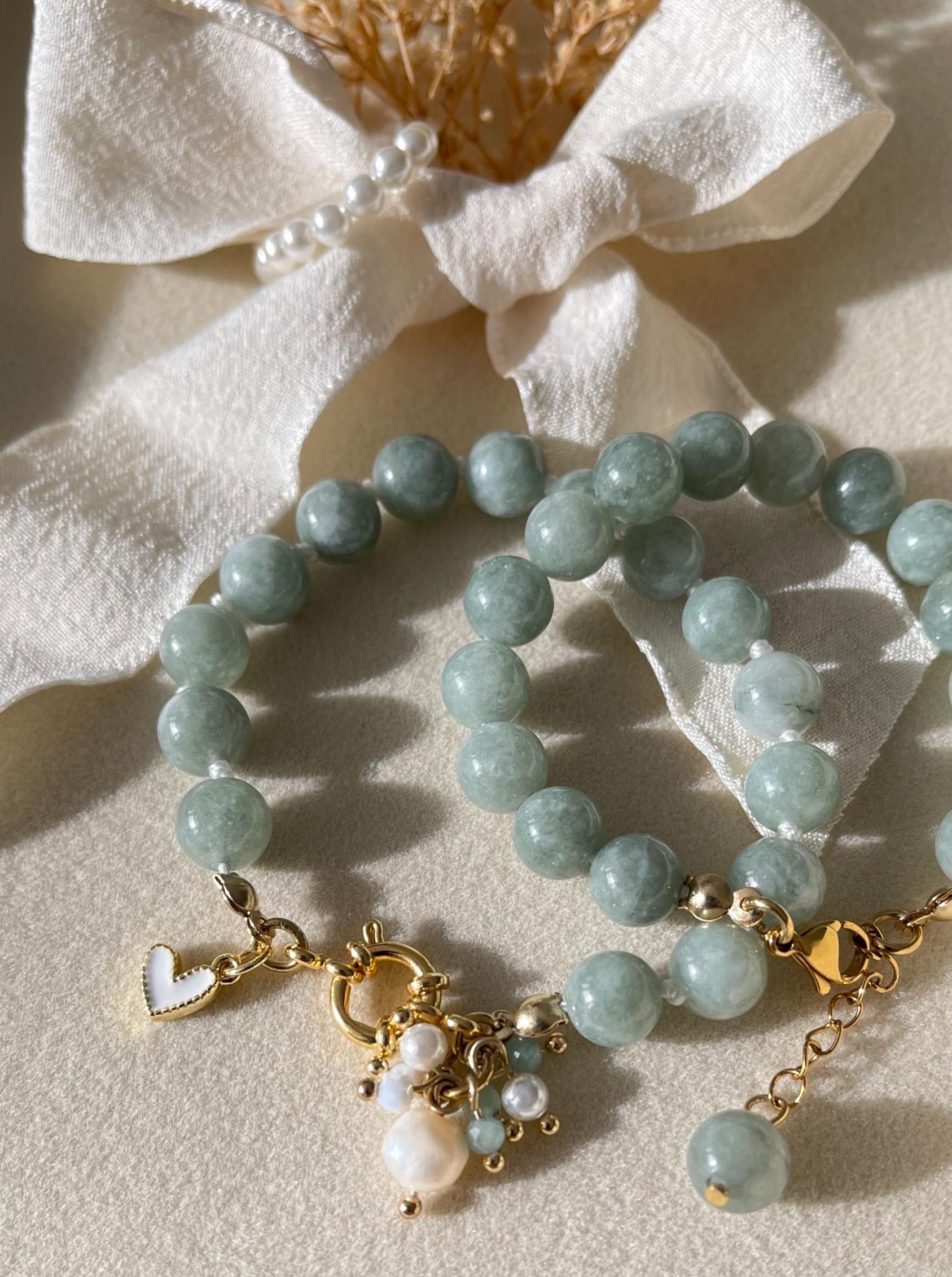 Natural Dyed White Jade Beads Bracelet Set