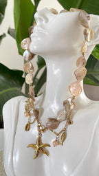 Schelp Ketting met Zeester | 18K Verguld & Zoetwaterparels