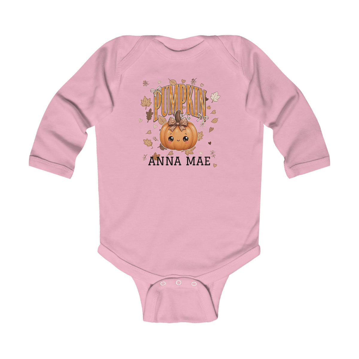Personalized Pumpkin Baby Onesie Long Sleeve