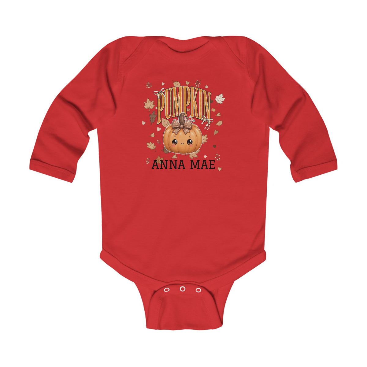 Personalized Pumpkin Baby Onesie Long Sleeve