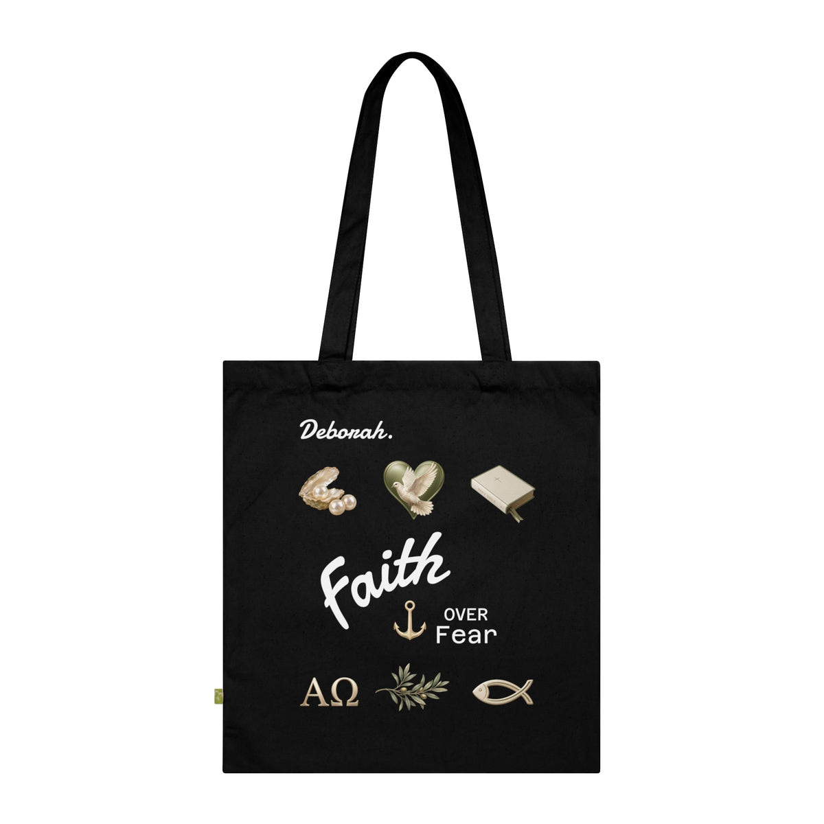 "Faith Over Fear" Organic Cotton Tote Tas - Personaliseerbaar