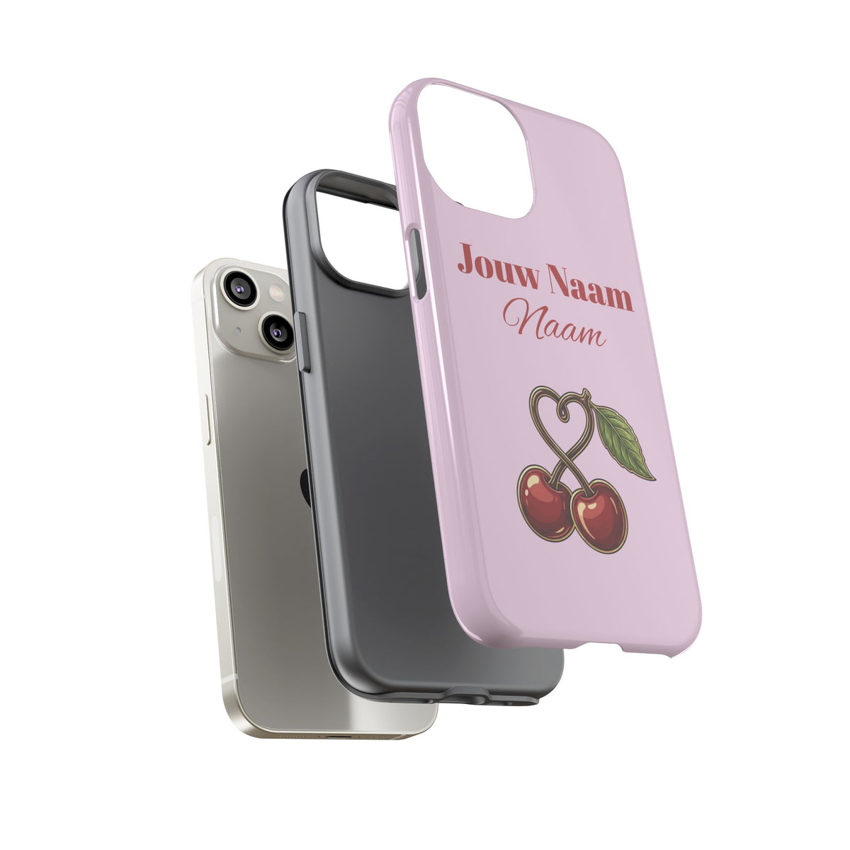 Cherry Pink Phone Hoesje – Personaliseer met Naam