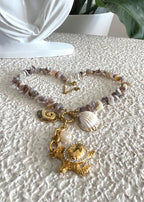 Natuurlijke Edelsteen Botswana Agate Chip met Stainless steel Schilpad en natuurlijke zoetwater parel