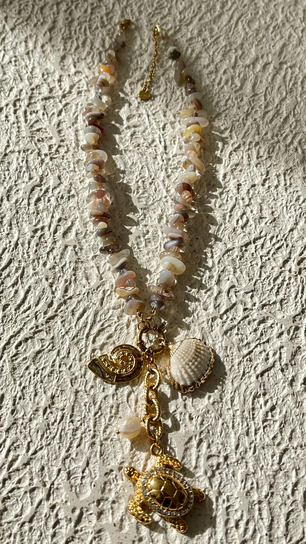 Natuurlijke Edelsteen Botswana Agate Chip met Stainless steel Schilpad en natuurlijke zoetwater parel