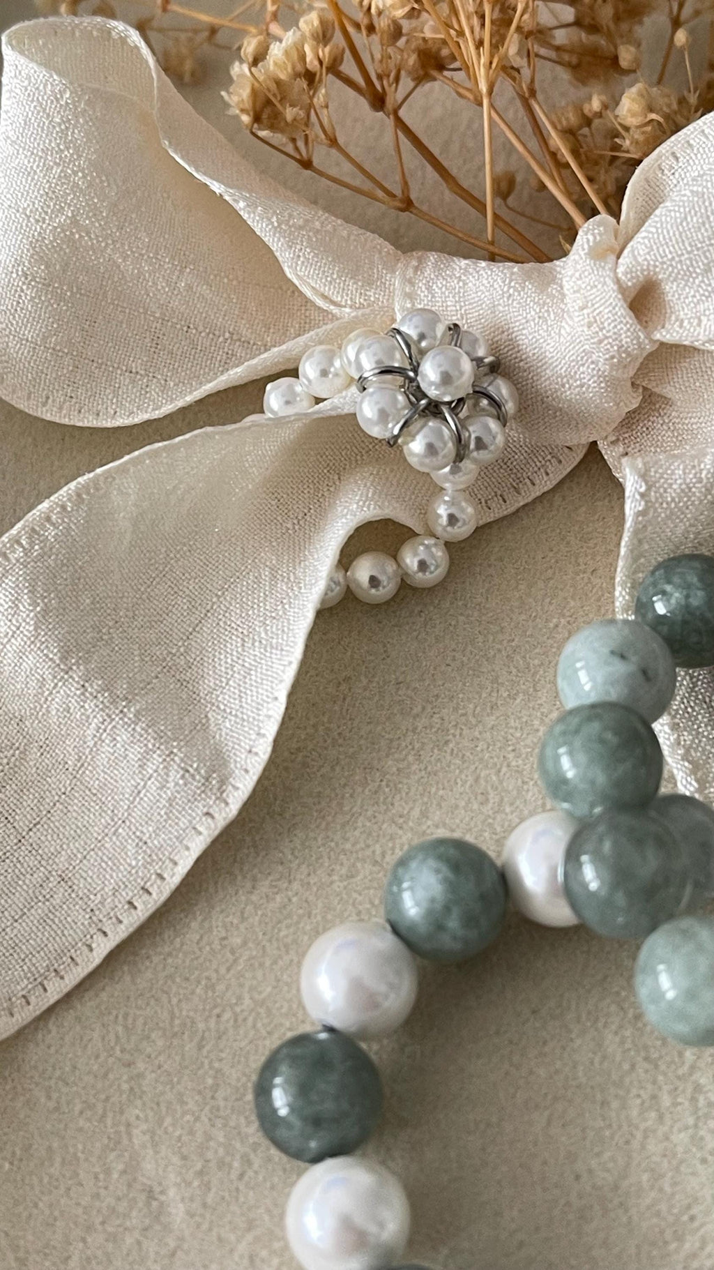 Natural Dyed White Jade Beads Bracelet Set Silver