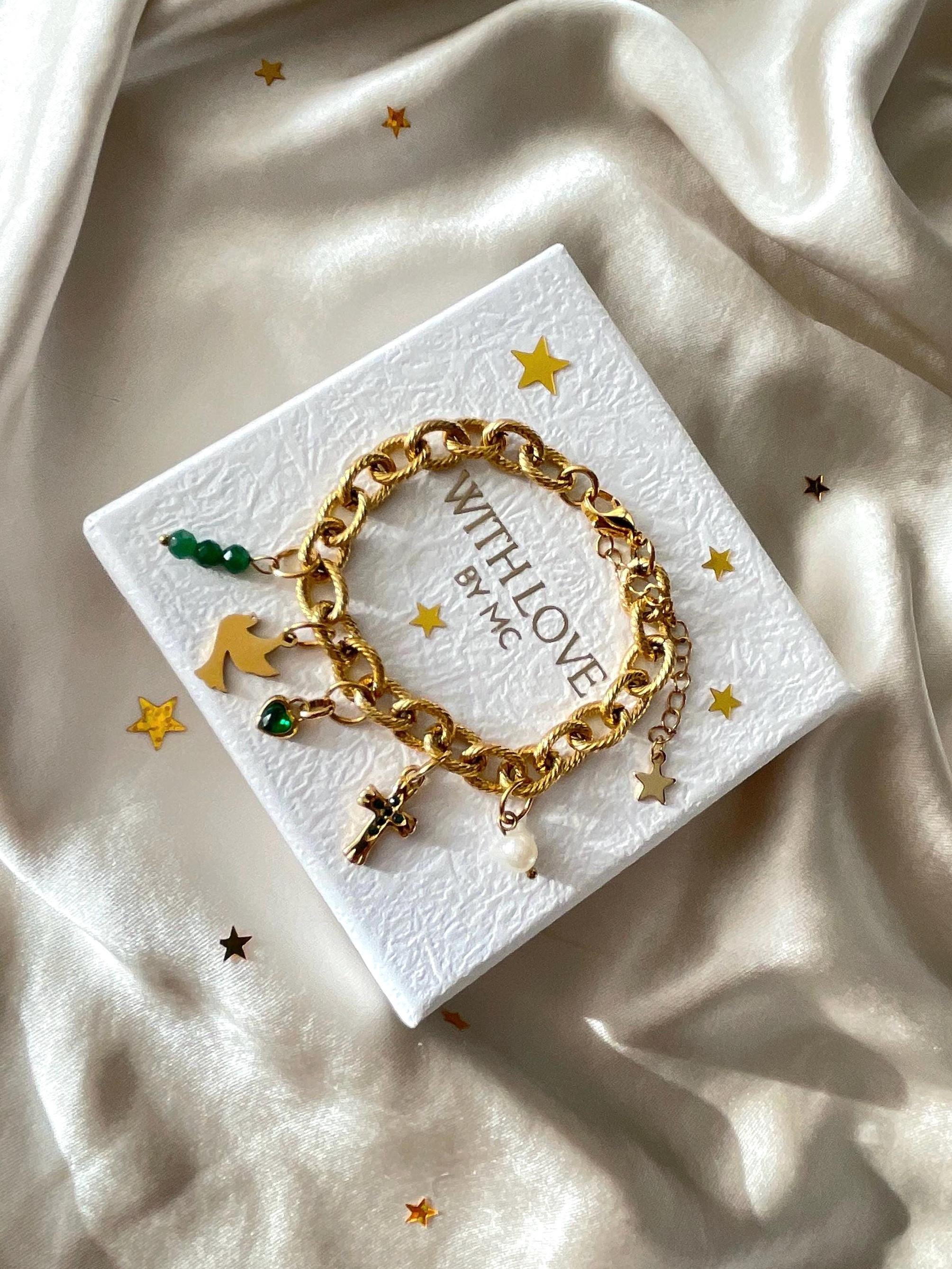 Back in Stock! Stainless steel bedelarmband | Faith,Hope, Love | kruis, zoetwater parel, hart, ster & duif bedels | Stainless steel