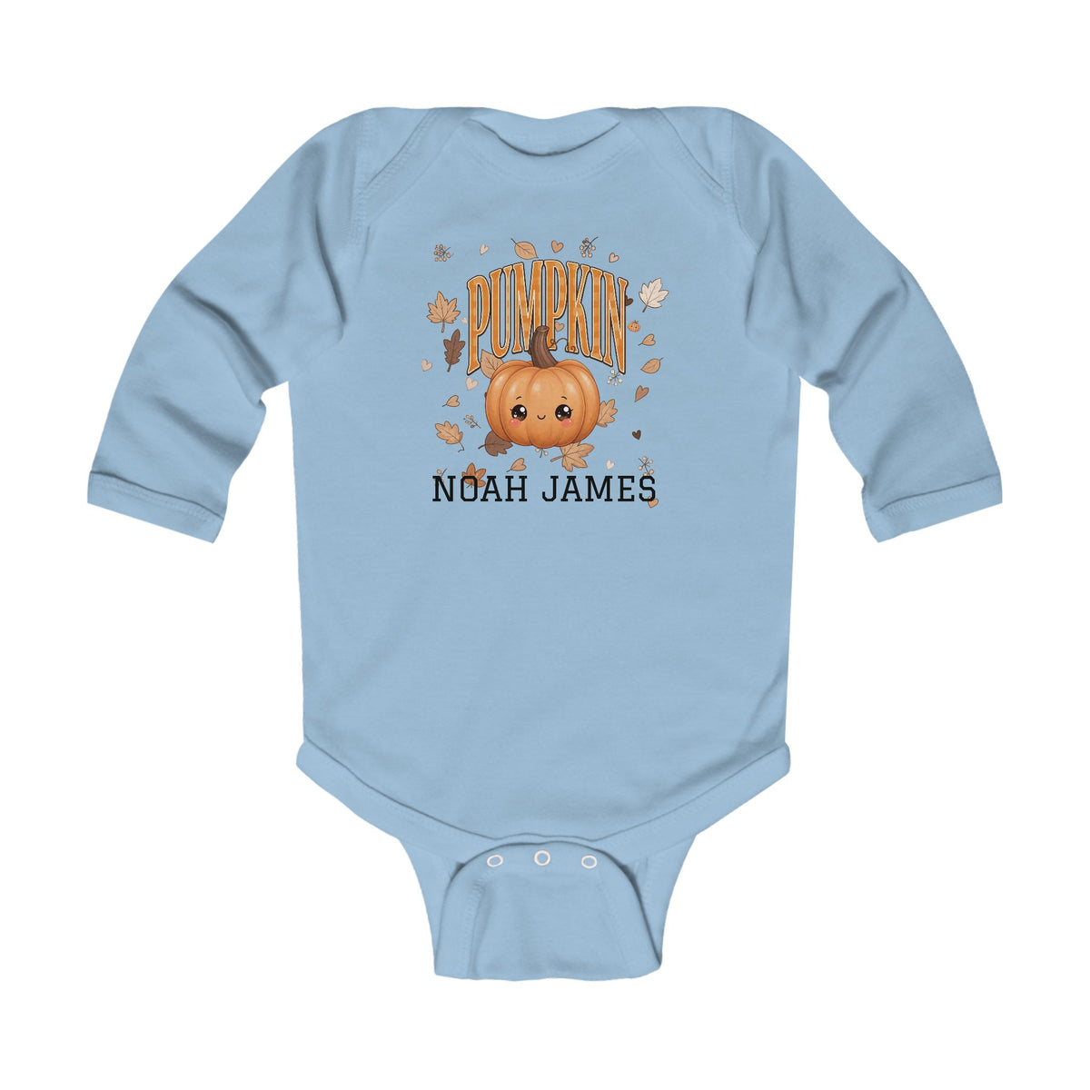 Personalized Pumpkin Baby Onesie Long Sleeve