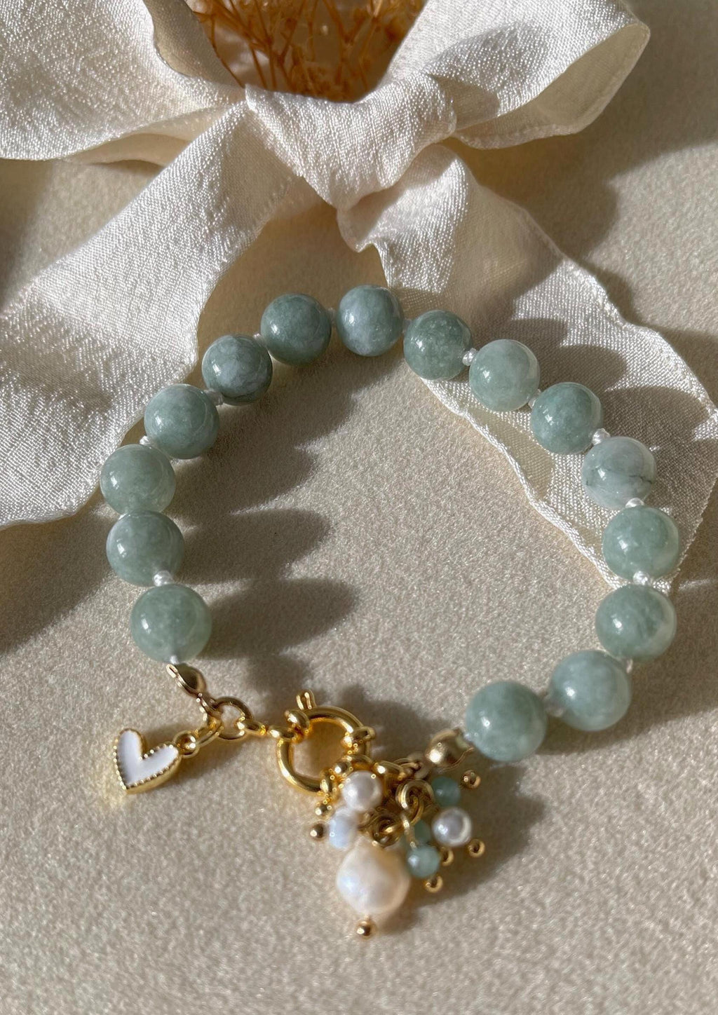 Natural Dyed White Jade Beads Bracelet Set