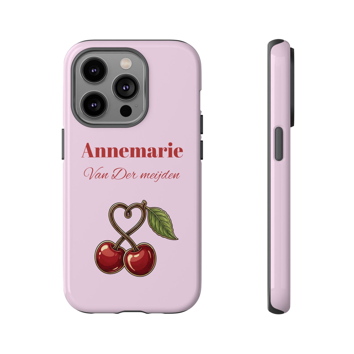 Cherry Pink Phone Hoesje – Personaliseer met Naam