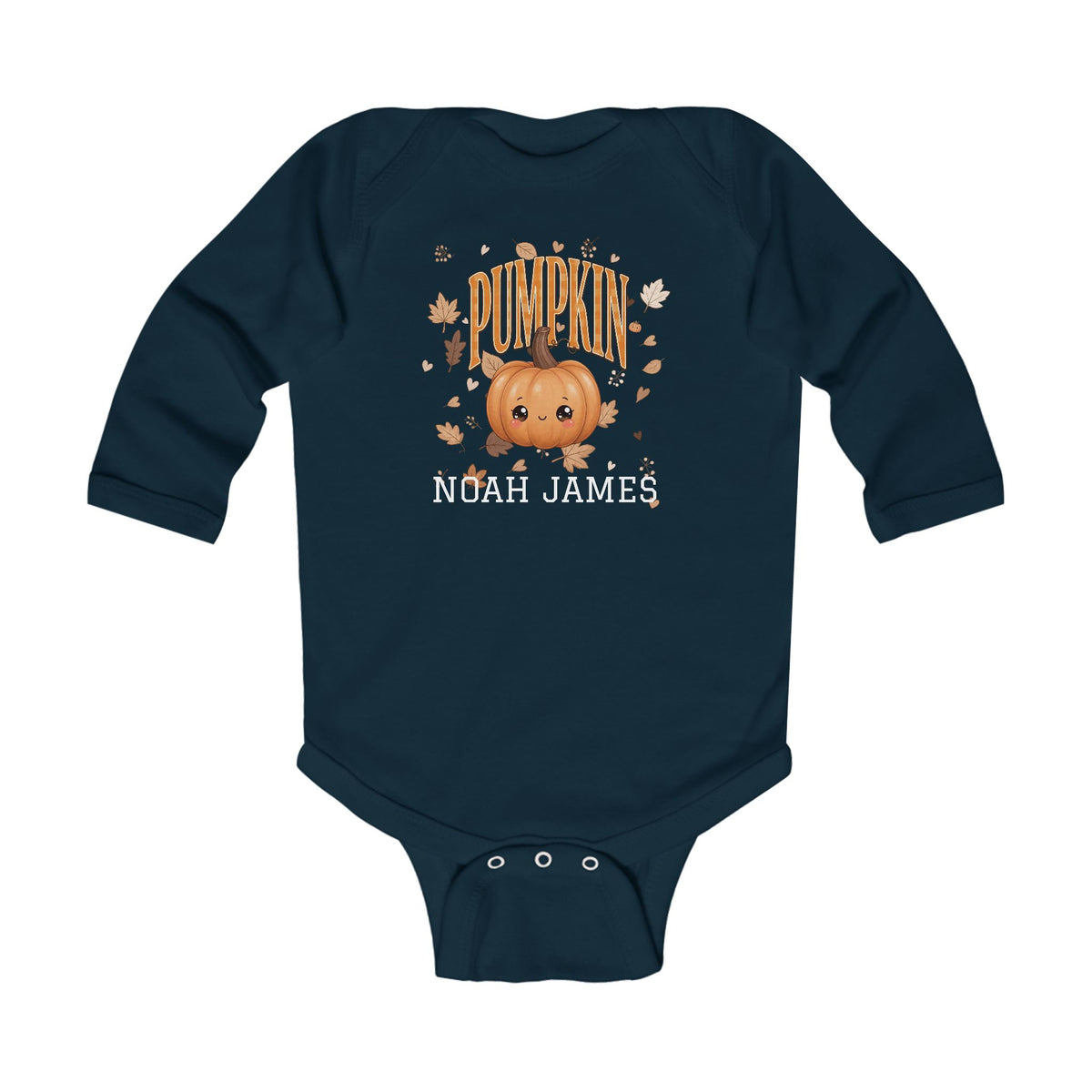 Personalized Pumpkin Baby Onesie Long Sleeve