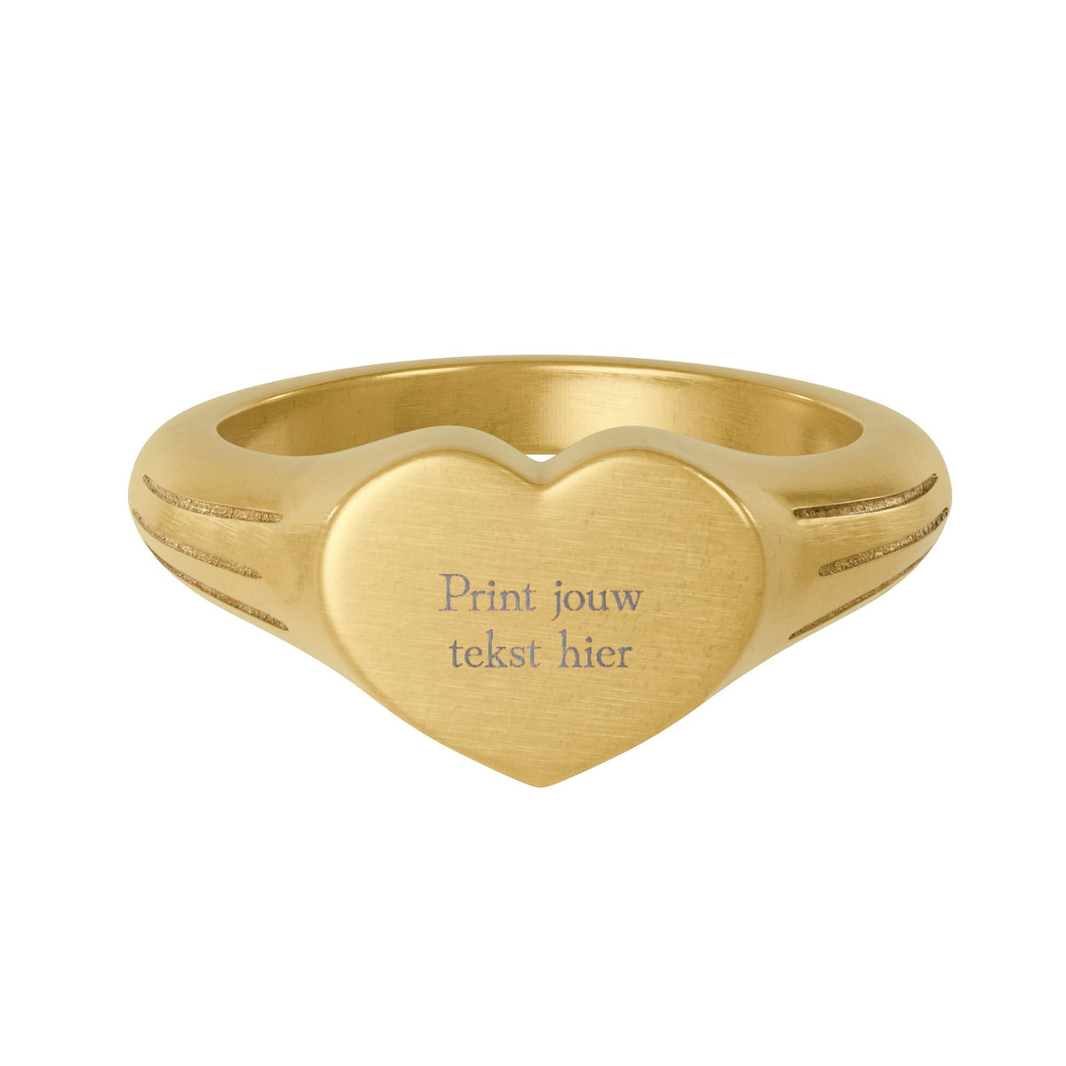 Hart Signet Ring met Eigen Tekst of Quote