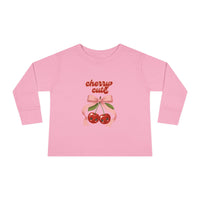 Toddler Long Sleeve Tee "Cherry Cute" Pink Graphic Tee | Personalizable