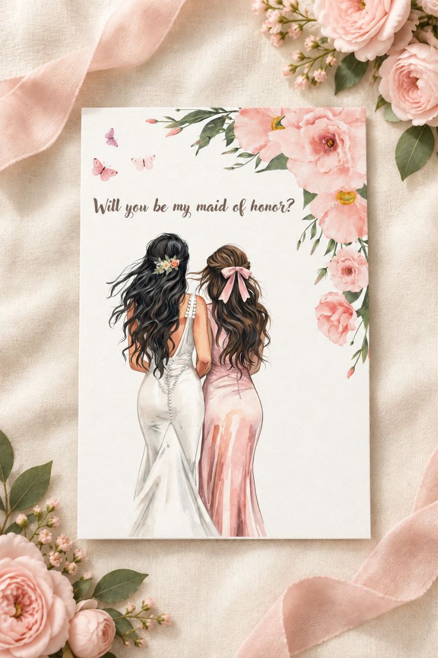 Digitale Bridesmaid- of Maid of Honor-uitnodiging