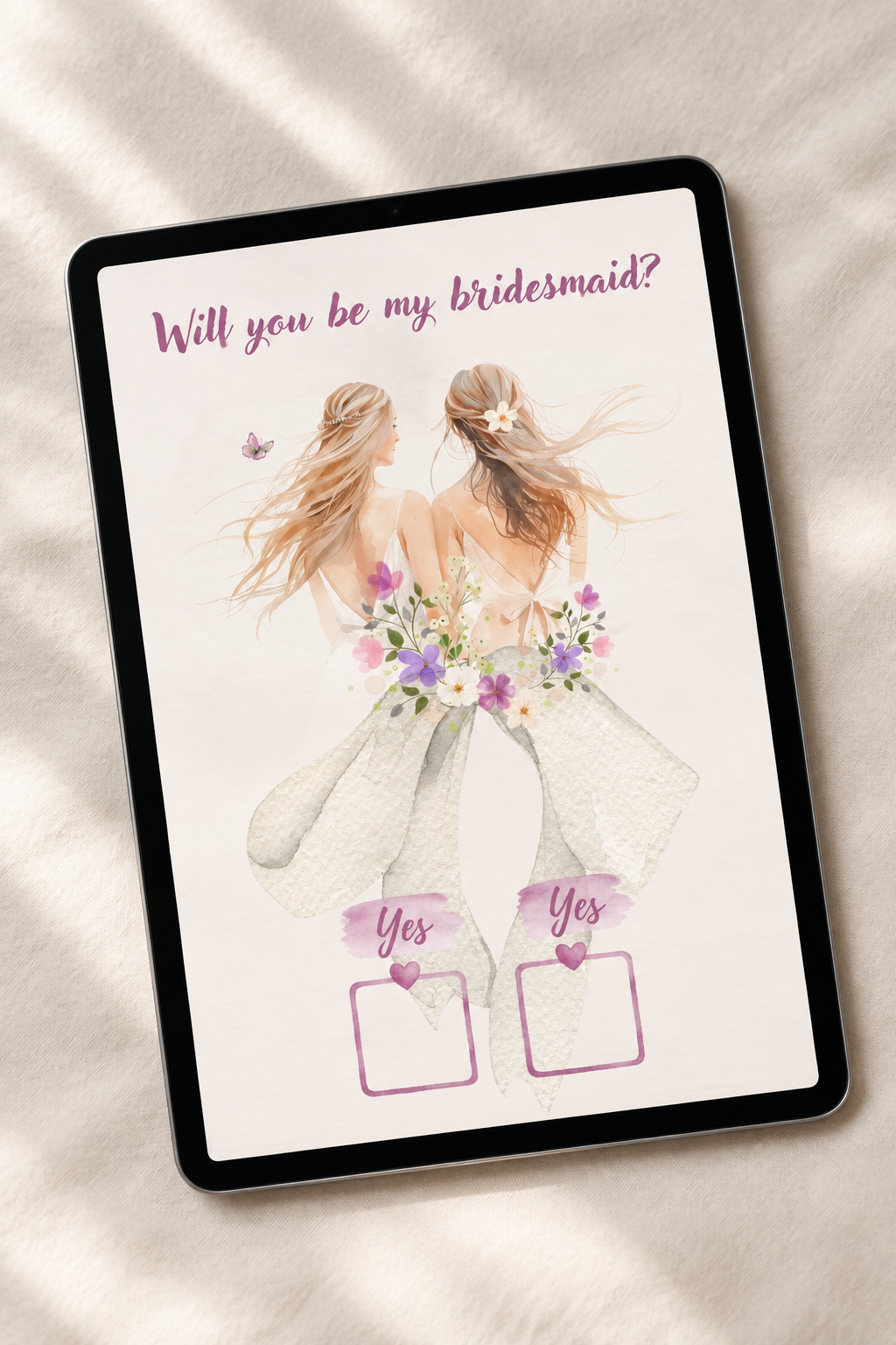 Bridesmaid kaart mockup op iPad in 2:3 formaat