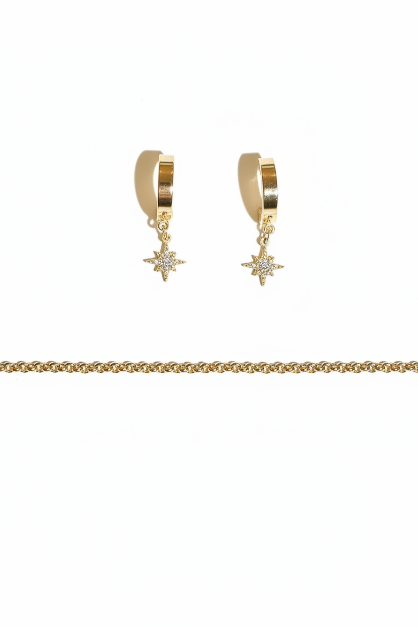 Clean flat lay oorbellen en armband