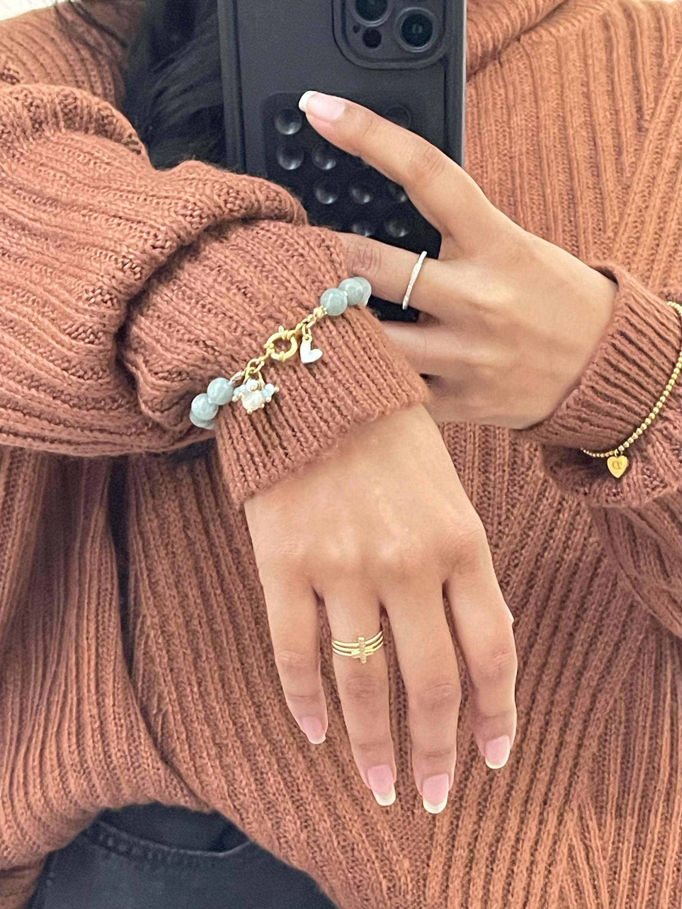 Natural Dyed White Jade Beads Bracelet Set