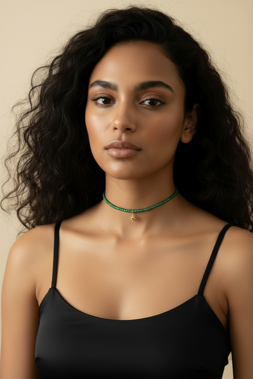 Groene Choker strak op hals – Mia