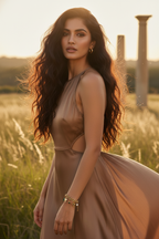 Indiaas-Nepalees model met waaiend haar en Faith Hope Love armband