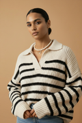 Mia haar omhoog lage knot gestreepte trui shell choker