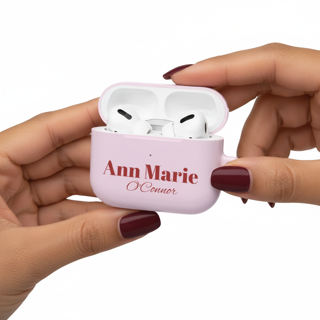 Nieuwe AirPods-case foto met andere handpositie