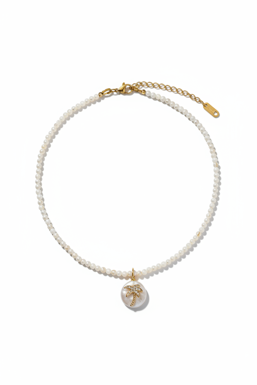Palm tree pearl choker - clean webshop