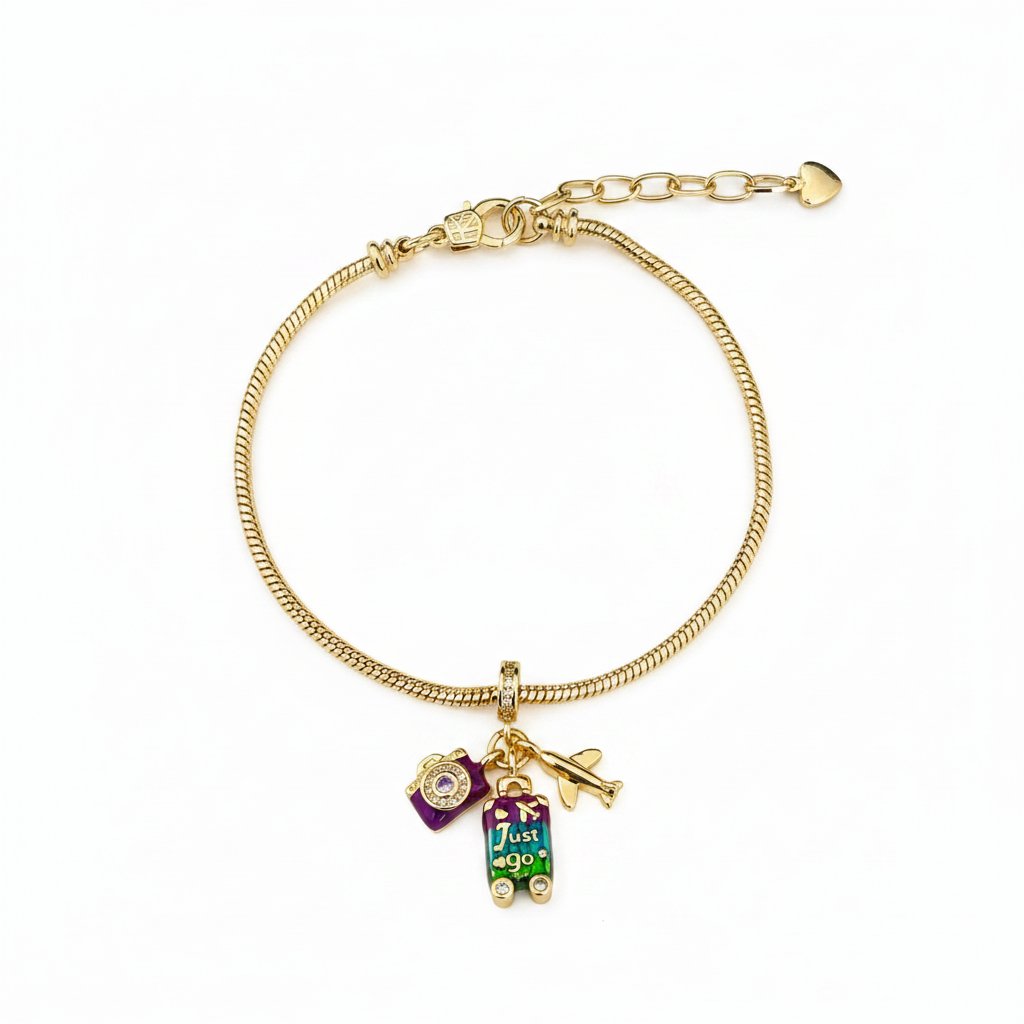 Perfect round gold charm bracelet