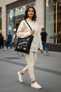 "Progress Over Perfection" Organic Cotton Tote Tas - Personaliseerbaar