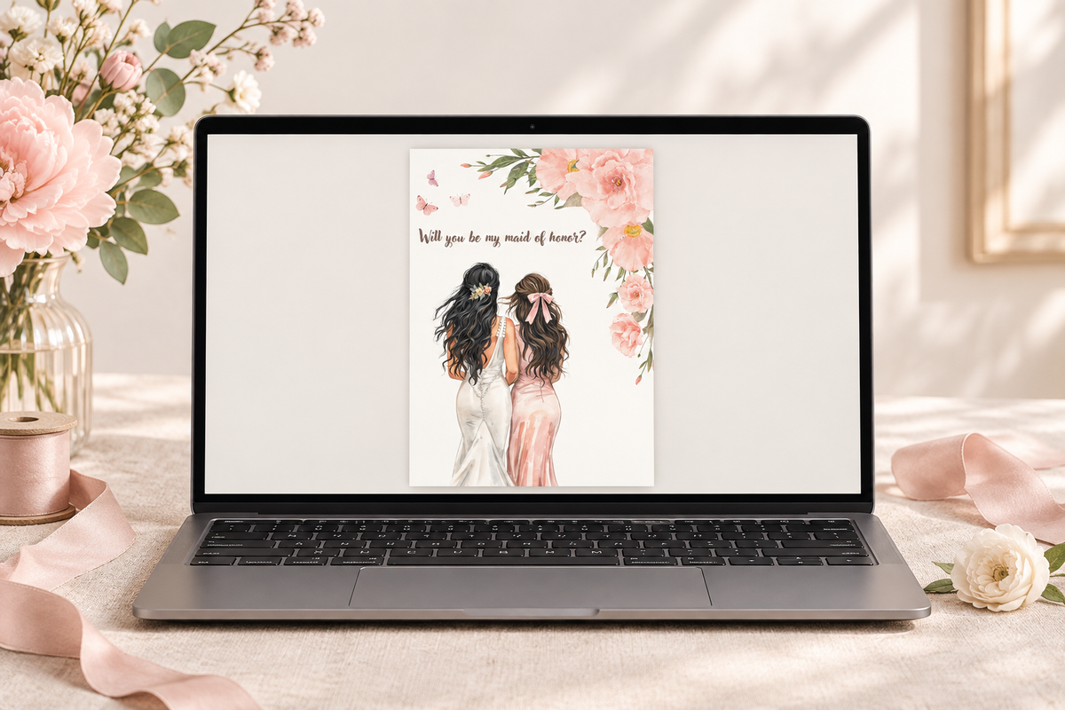 Uitnodiging in 10 x 15-verhouding op een laptop met breed scherm