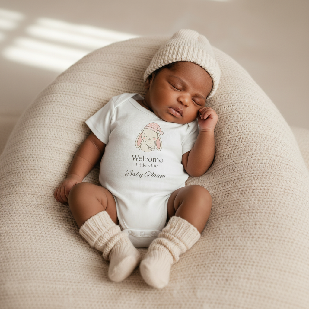 Vierkante witte newbornfoto