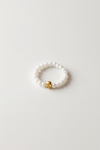 White Glass Beads Ring
